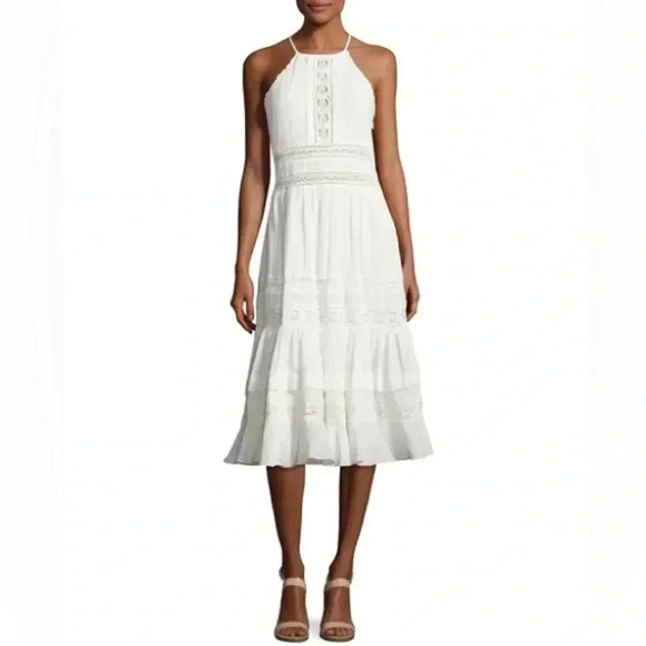 Rebecca Taylor Dresses & Skirts - Rebecca Taylor White Crochet High Neck Expensive New York Designer Dress